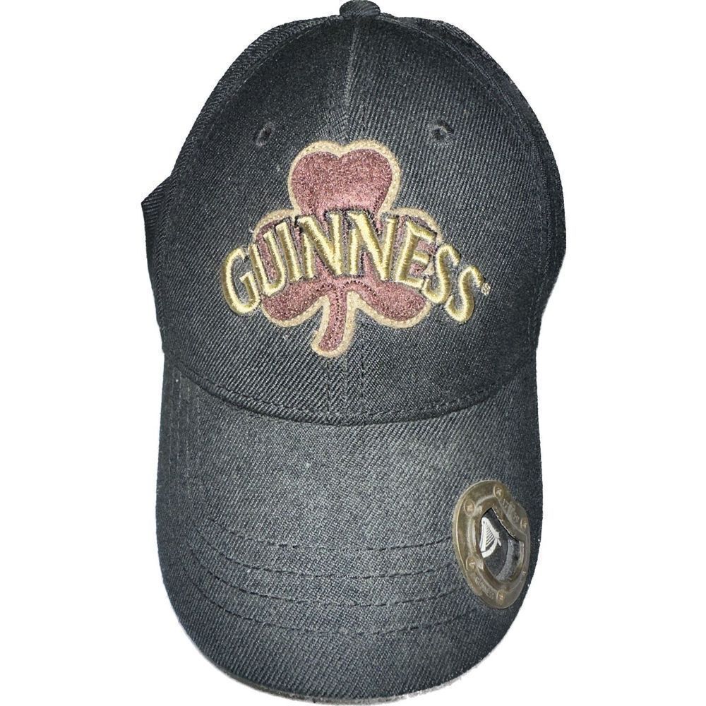 NEW GUINNESS BEER Truckers Strapback Cap/Hat Black W/Bottle Opener On The Visor!